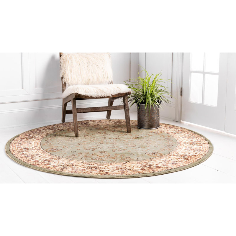 Tapis oriental vert clair Niles, Rond 7 pi 10 po