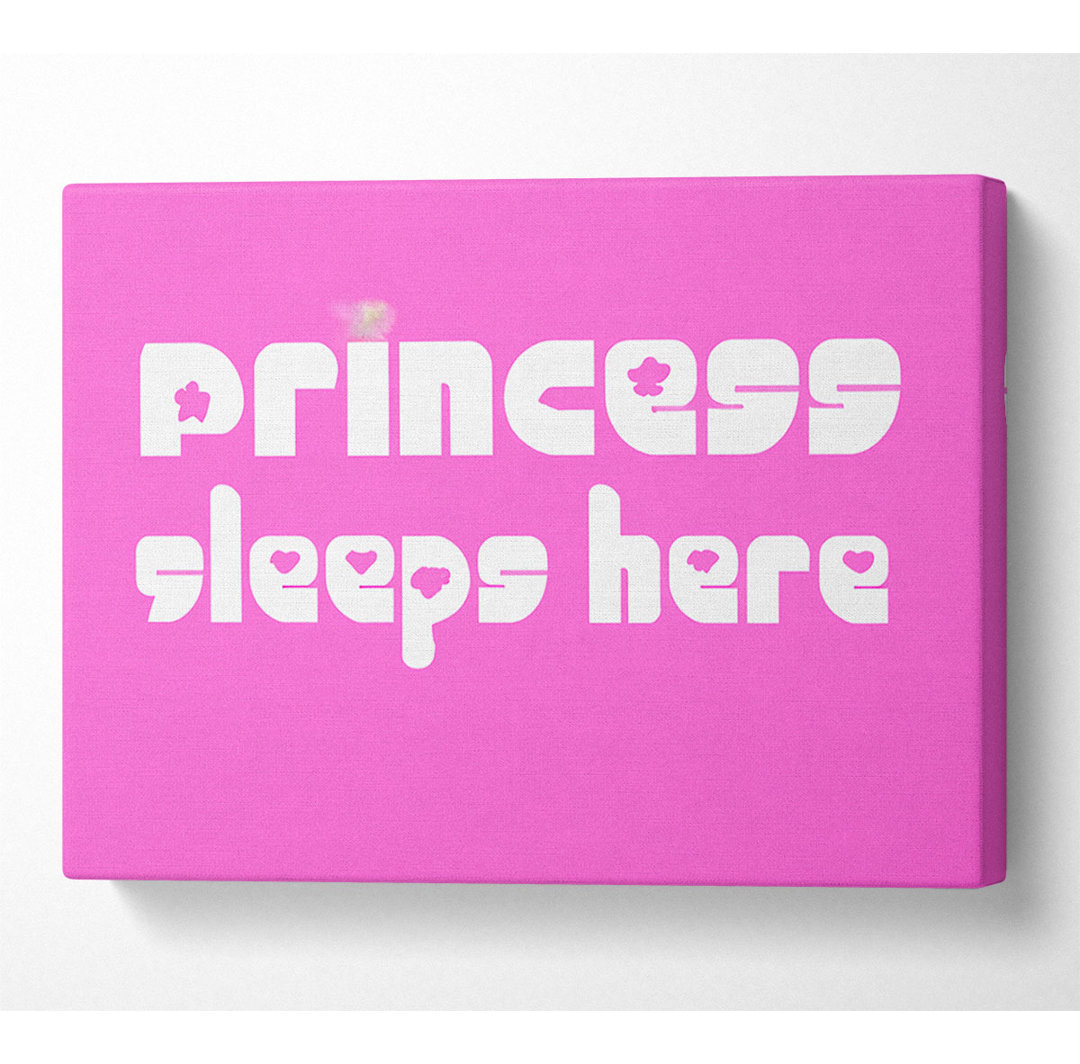 Princess Sleeps 2 Vivid Pink - Wrapped Canvas Typography