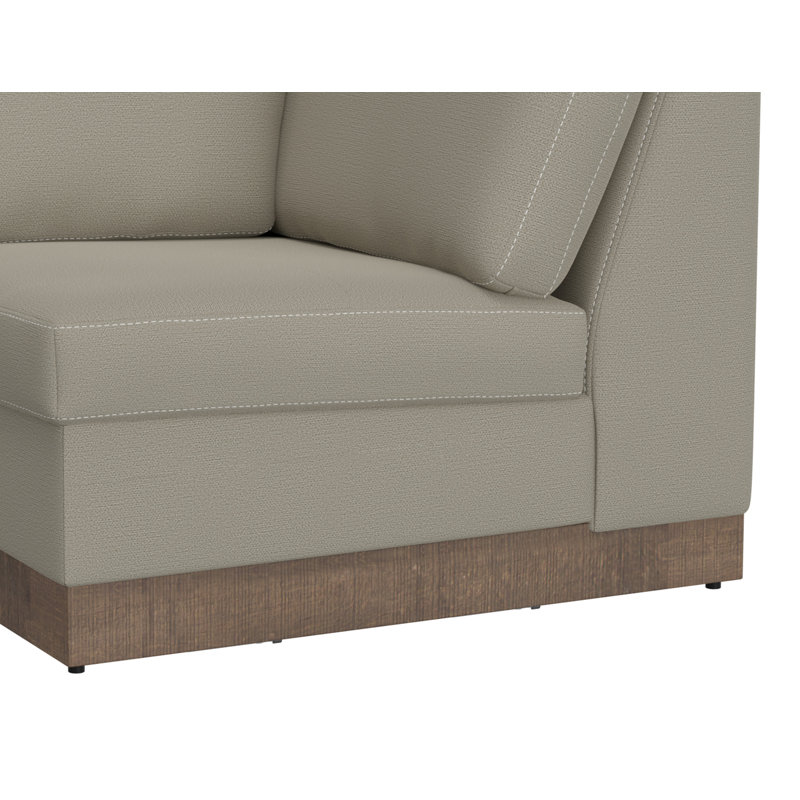 Base et cadre en bois, coin carré, Polyester gris clair