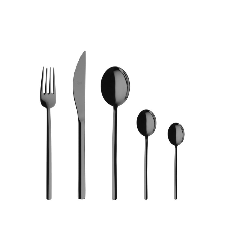 Ensemble de couverts raison avec cuillères Moka - 30 pièces - or noir, Or noir