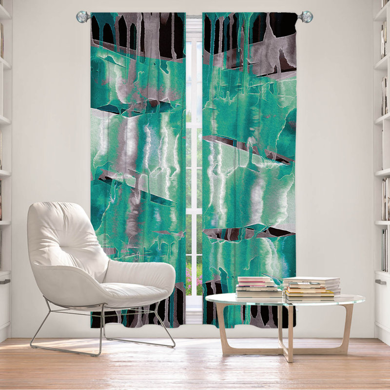 Rideau en polyester, Turquoise, L 20 po x L 82 po