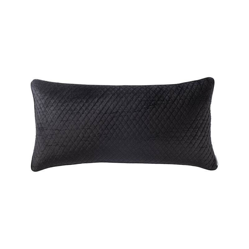 Valentina Velvet Rectangular Pillow Cover & Insert, 18" x 36", Black