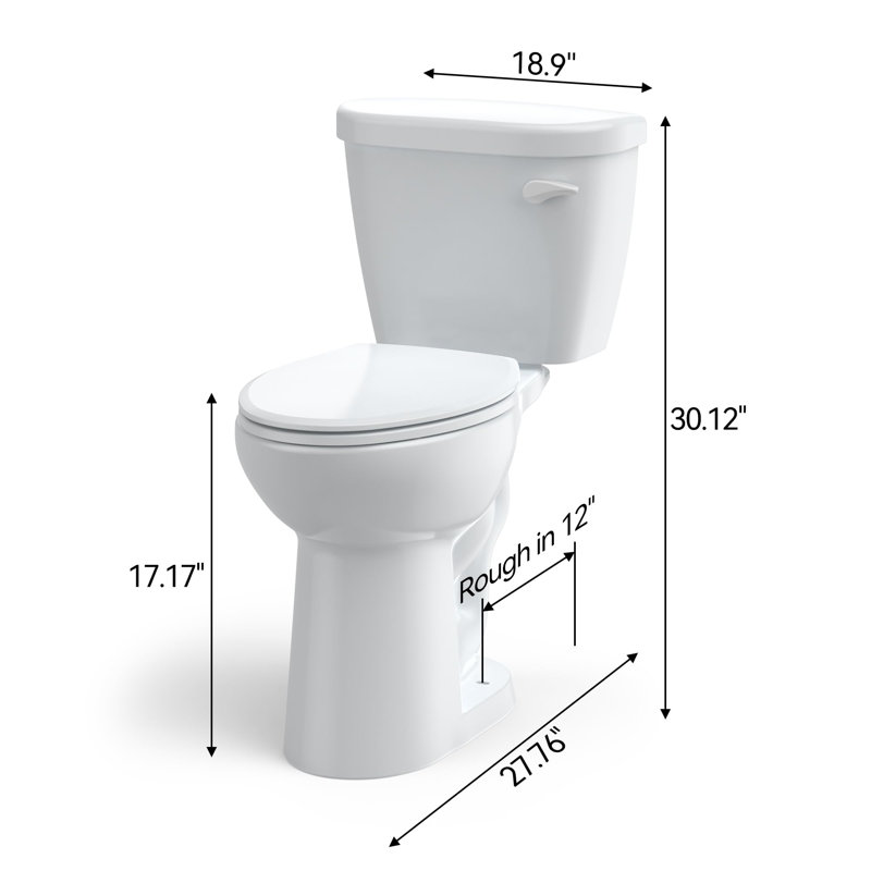 Two-Piece Toilets For Bathrooms, ADA Height 17.5" Toilet Bowl With Soft Close Seat