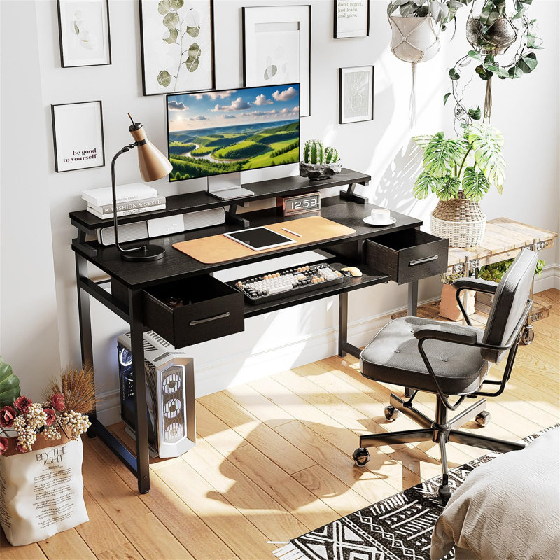 Cailaen Metal Base Computer Table, Black