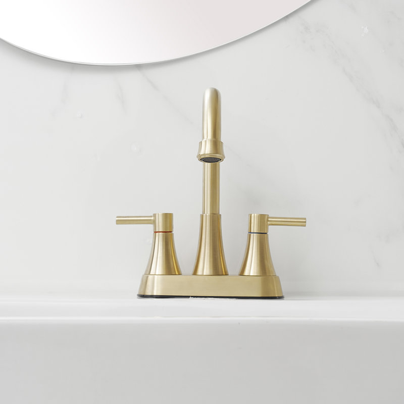 Widespread Single-handle Bathroom Faucet with Drain Assembly, Brushed Gold