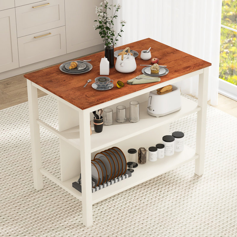 Table de salle à manger en bois massif 45 po avec 2 tablettes ouvertes