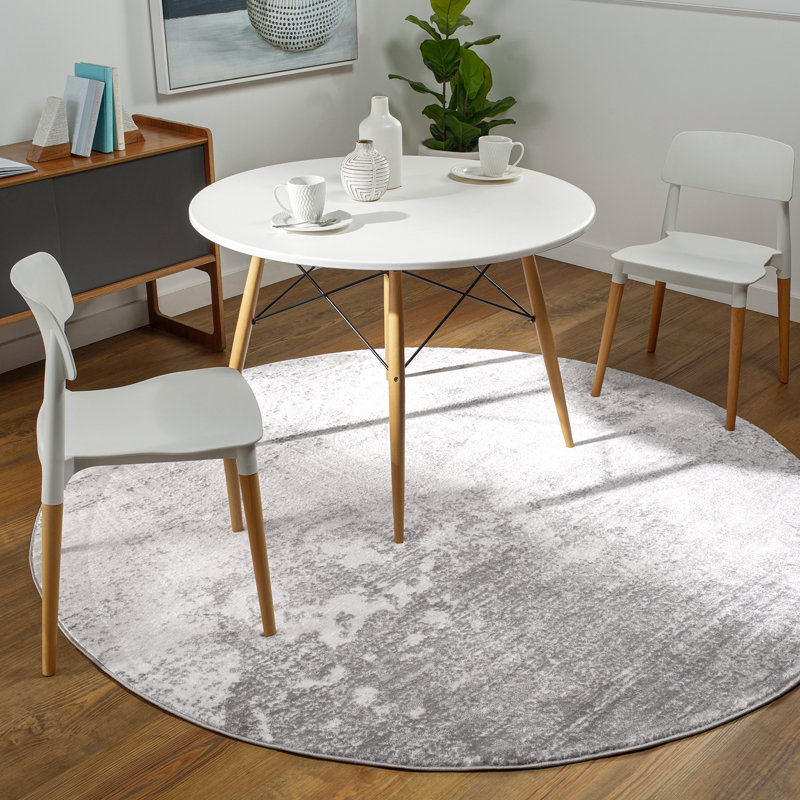 Power Loom Charcoal/White Rug, Round 160 cm