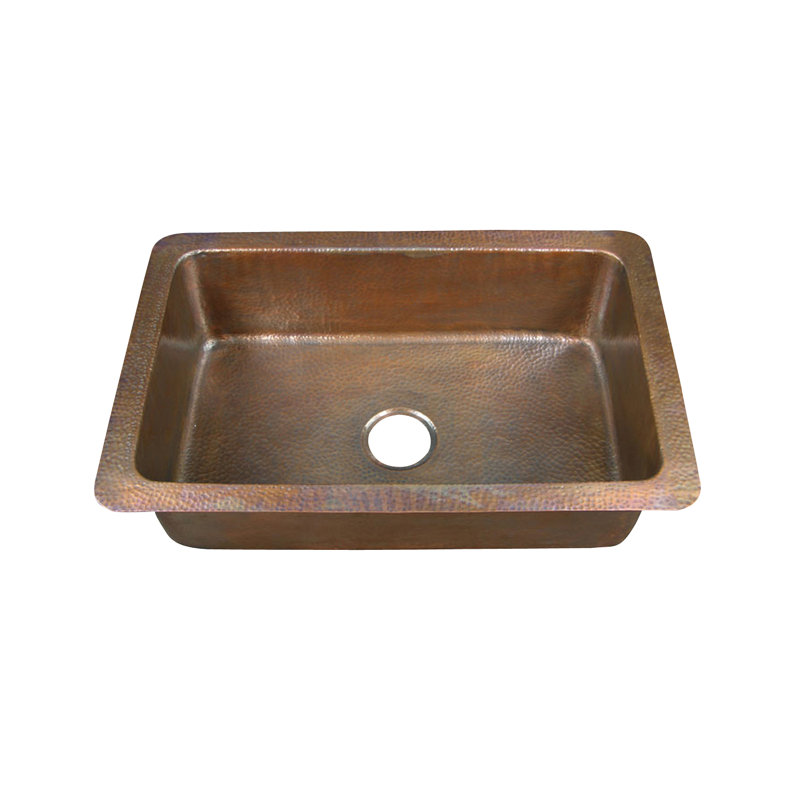 31.75'' L Single Bowl Copper Kitchen Sink
