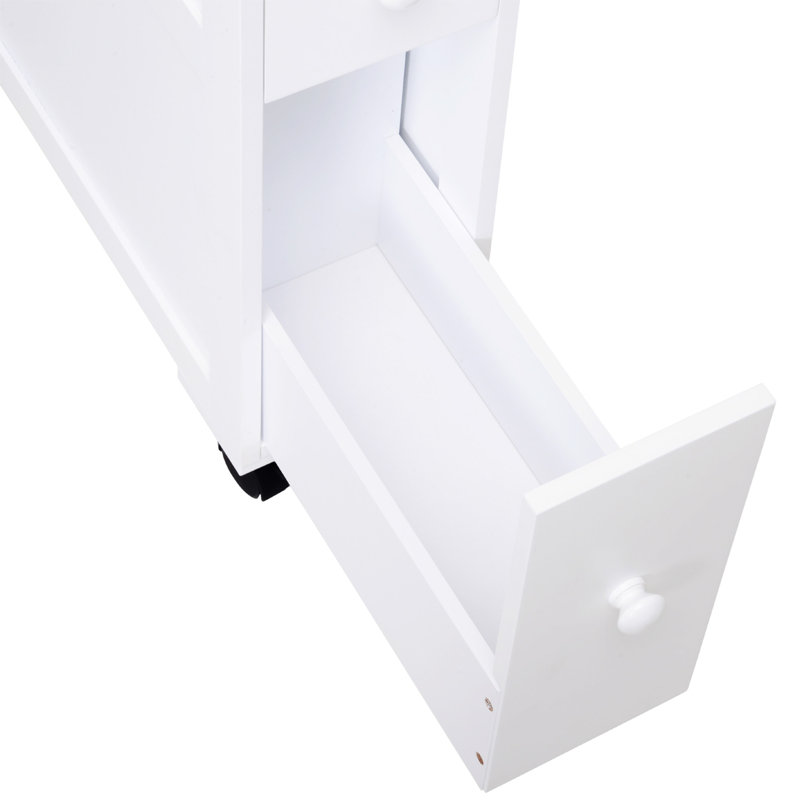 Armoire de rangement de salle de bain à roulettes HOMcom 6,25 po x 20,5 po x 28,25 po - gris, White