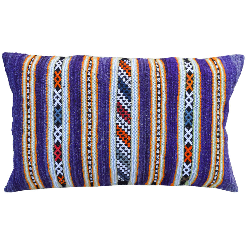 Striped Lumbar Pillow Cover & Insert, 17" H x 30" W, Polyester/Eco-Fill, Purple/Red