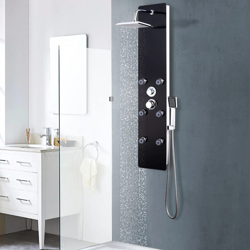 Cavandale Shower Tower Panel, Black