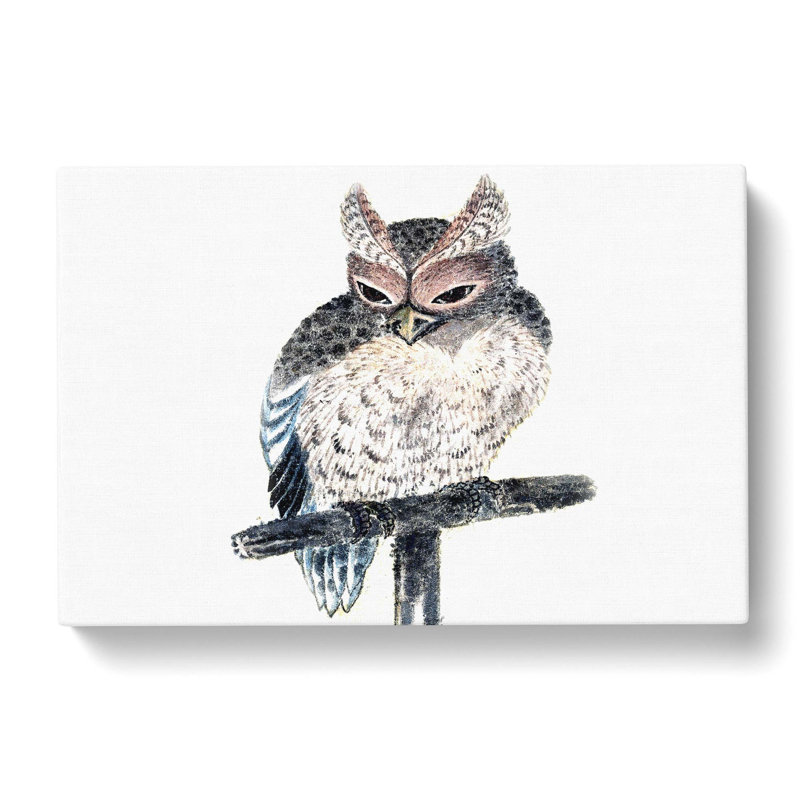 Perched Owl by Katsushika Hokusai - Wrapped Canvas Painting, 50cm H x 76cm W x 3cm D