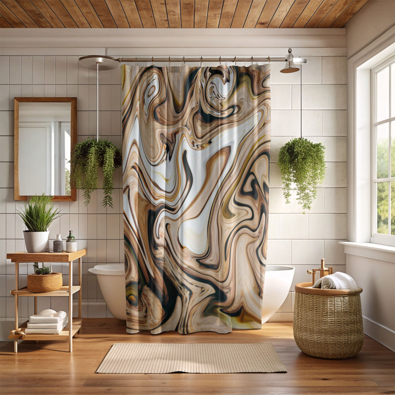 Earth Tones - Rideau de douche standard 1 pièce, H 74 po x l 71 po
