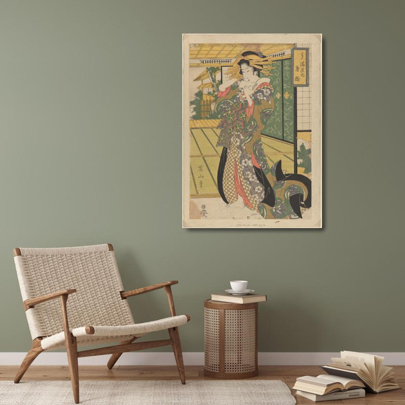 "Geisha" par Eizan Kikukawa - Art mural sur toile tendue avec châssis, H 40 po x l 28 po