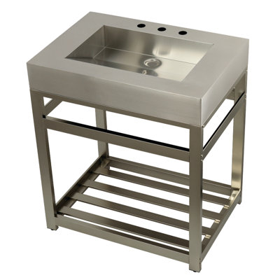 Kingston Brass Kingston Commercial 31-Inch Stainless Steel Console Sink with Steel Base (8-Inch, 3-Hole)