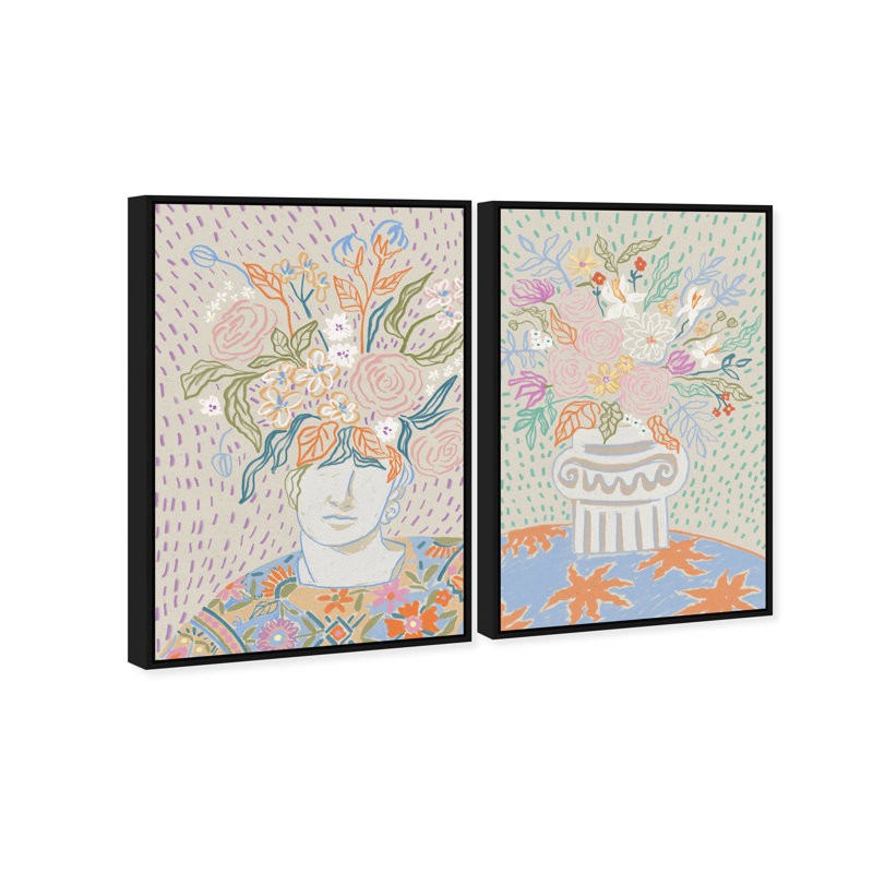 Summer Flourish Set Set by Oliver Gal, 74"H x 50"W, Black Floater Frame