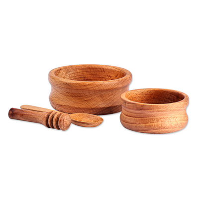 Ensemble de bols à condiments en bois faits à la main Millwood Pines (4 pièces)