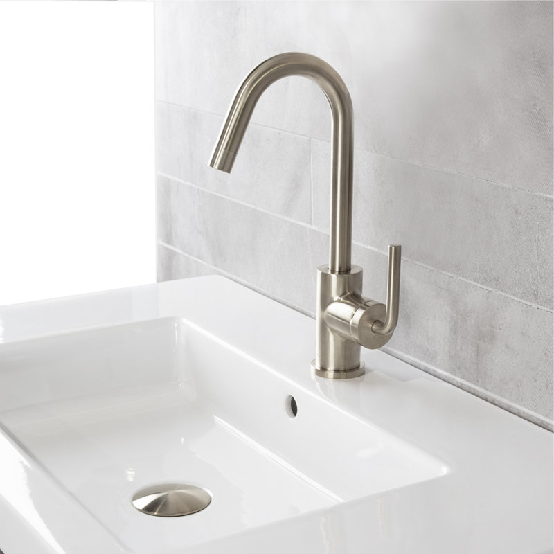 Cigno Single Hole Bathroom Faucet with Drain Assembly, Brushed Nickel