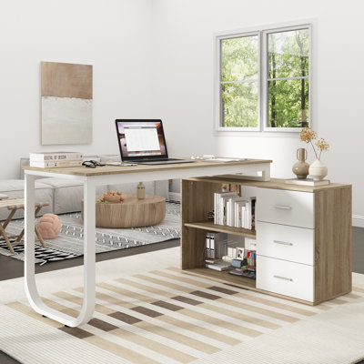Akirah L-Shaped Iron Writing Desk