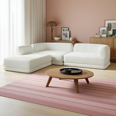 Ensemble de canapé modulaire en forme de L de 115 po avec éponge entièrement compressée à haute densité et chaise longue, ensemble de 3 pièces
