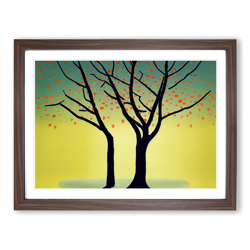 Hypnotic Trees - Single Picture Frame Painting, 46cm H x 64cm W x 2cm D, Walnut