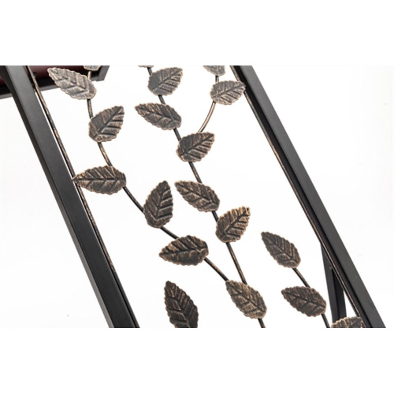 Table d'appoint FCH à couche simple de densité P2 de type C avec motif de feuilles brun et noir thermolaqué