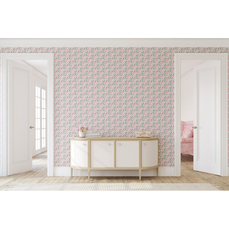 Fruit of Wine 10' L x 24" W Wallpaper Roll, Rosé, Faux Grasscloth, Non-pasted