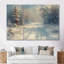 Ensemble de salon mural blanc et gris Winter Road Into Forest I - Winter Landscape-107193341-107193334