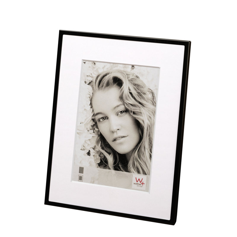 Yuliya Metal Matte Picture Frame with Mat, Black, 6" x 8"