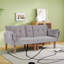 Canapé double pliable gris de 72 pouces, revêtement en velours doux, canapé confortable pour 2 personnes.
