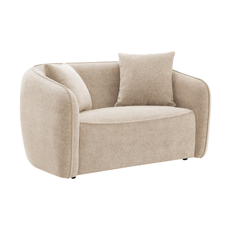 Causeuse Keith en chenille beige avec 2 coussins décoratifs assortis, Beige