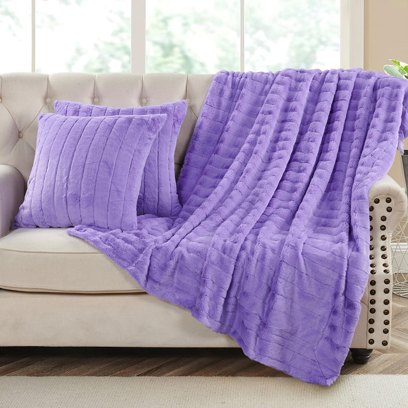 Jeté en fausse fourrure Luxury, Cachemire mauve, 60 po x 80 po