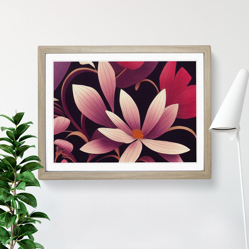 Distinguished Flowers - Single Picture Frame Painting, 46cm H x 64cm W x 2cm D, Oak