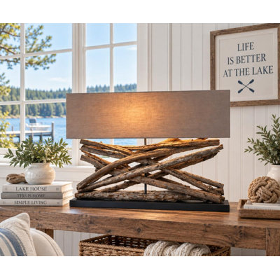 Large Teak Table Lamp