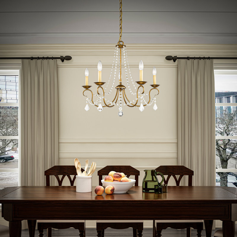 Fabio Candle Style Traditional Chandelier with Crystal Accents, Antique Gold Leaf