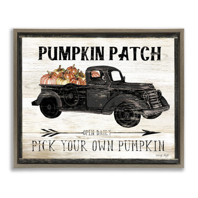 Fall Harvest Picking Sign Brown Grain Framed Floater Canvas Wall Art by Cindy Jacobs