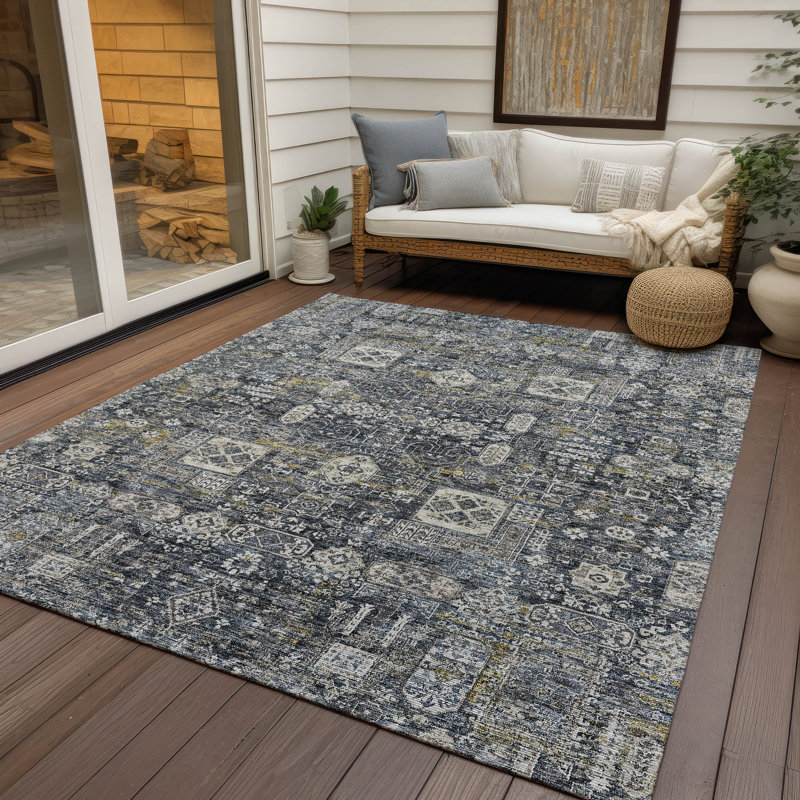 Tapis intérieur / extérieur avec envers antidérapant Ivanica, Rectangulaire 8 pi x 10 pi