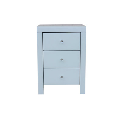 Stylish Mirrored Nightstand with Triple Drawers