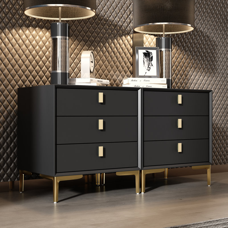 Bachelor-chest 3 tiroirs Verdiana, Noir