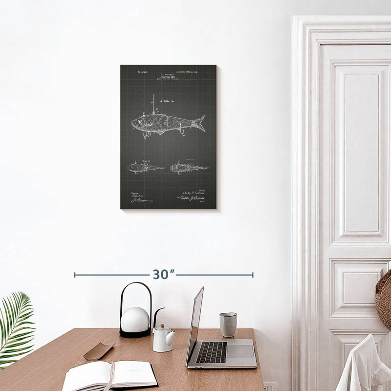 Black Grid Fishing Artificial Bait Poster, 24" H x 16" W