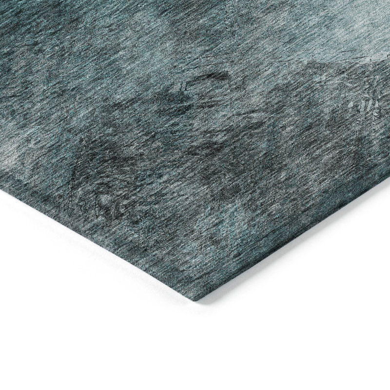 Tapis d'extérieur lavable abstrait bleu sarcelle 3 pi x 5 pi bleu turquoise et gris