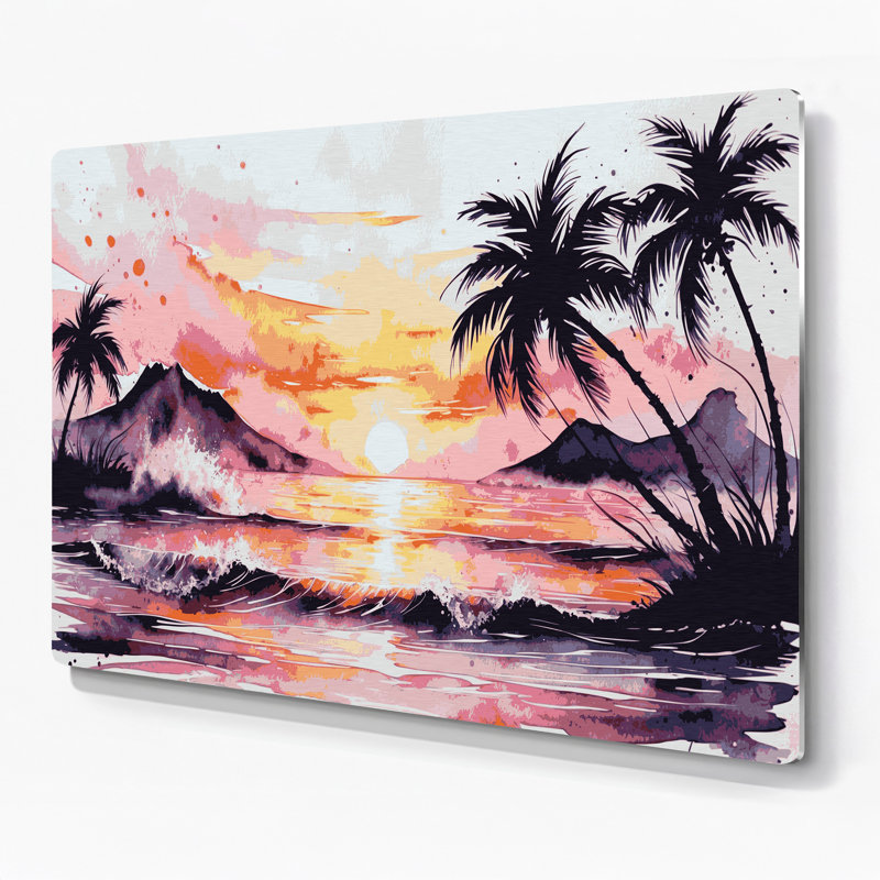 «Hawaiian Dawn Colors», art mural gris en métal, H 11 po x l 14 po