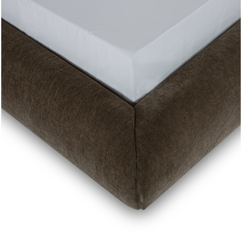 Reggie Upholstered Platform Bed, King, Olive Green Performance Chenille
