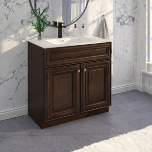 Armoire de meuble-lavabo simple 36 po en noyer érable