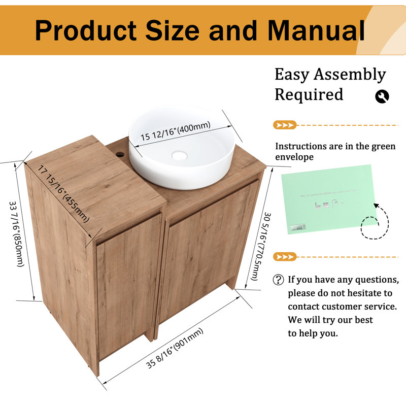 Meuble-lavabo sur pied simple 32 po avec comptoir en céramique Vowar, White