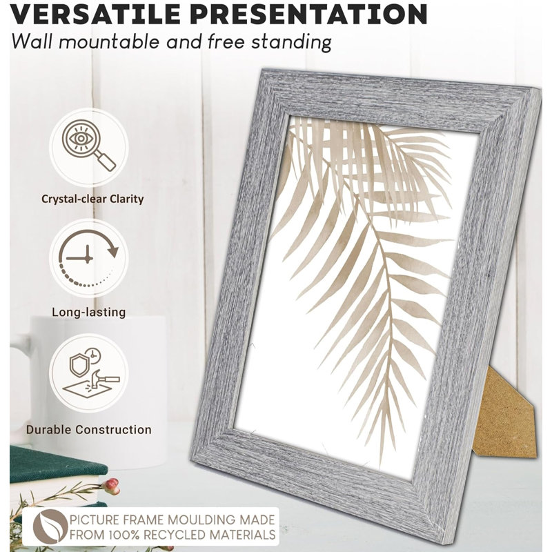 Picture Frame - Set of 6 with Mat, Light Grey