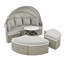 Ensemble de canapé modulaire d'extérieur rond en rotin à deux tons avec auvent rétractable, siège séparé et coussin amovible-244136874