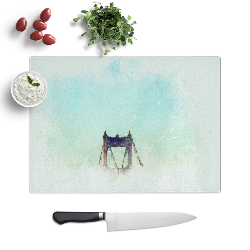 Glass Golden Gate Bridge Tip in Abstract Chopping Board, 39 cm W x 28.5 cm L