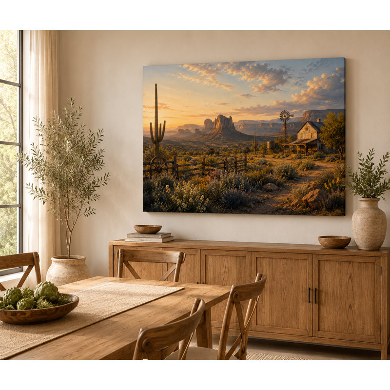 «Southwestern Desert Homestead Sunset», impression sur toile tendue, L 40 po x H 30 po x P 1,5 po
