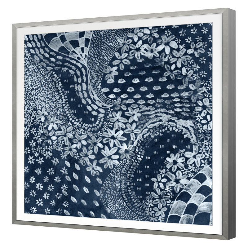 «Indigo Batik Swirl» par Stramel, Renee, Argent argent, H 20 po x l 20 po